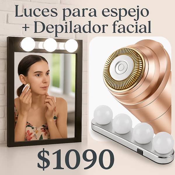 Espejo 4 Luces LED + Depilador Facial 